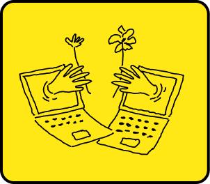 Laptop Hands Sun Badge